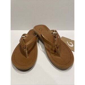 Olukai Leather Kapehe Liana Sahari Flip Flops Size 7